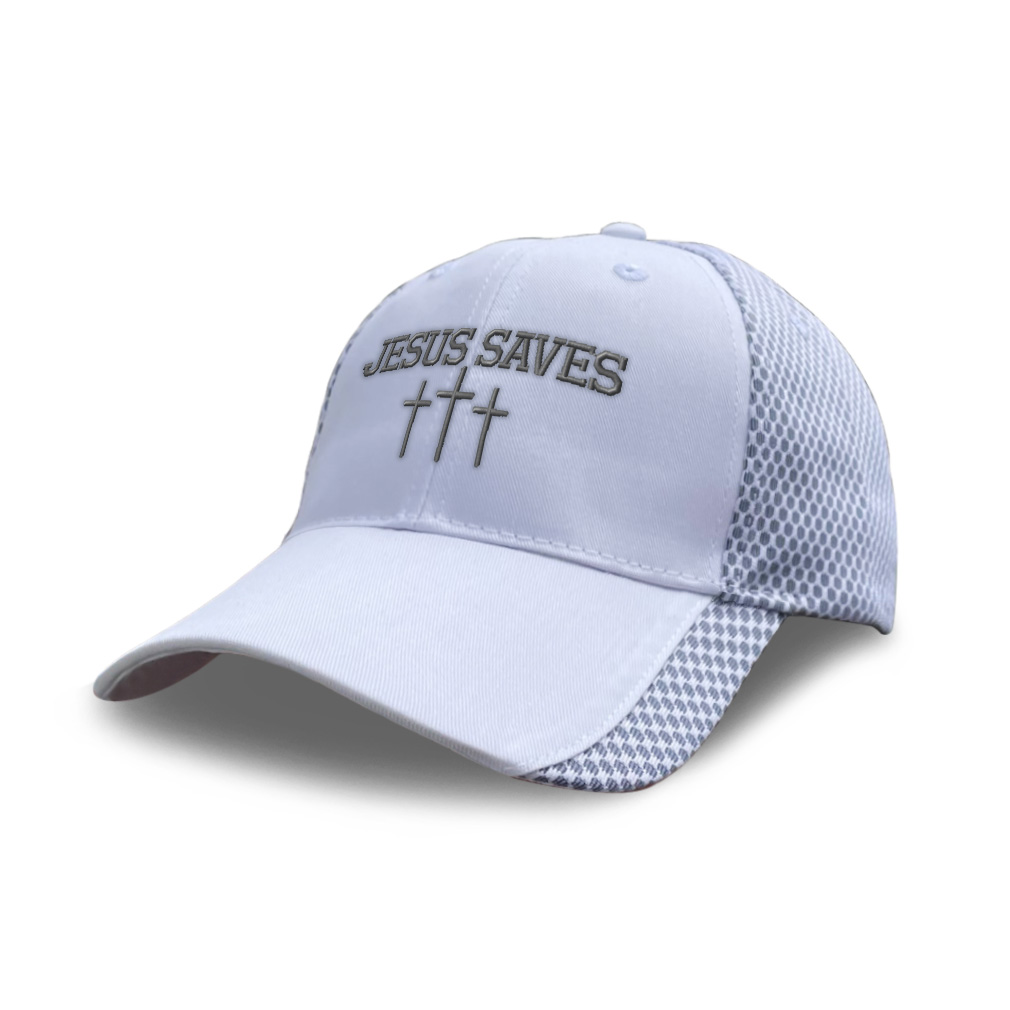 S For Men & Women Jesus Saves Gray Polyester Mesh Trucker Sn